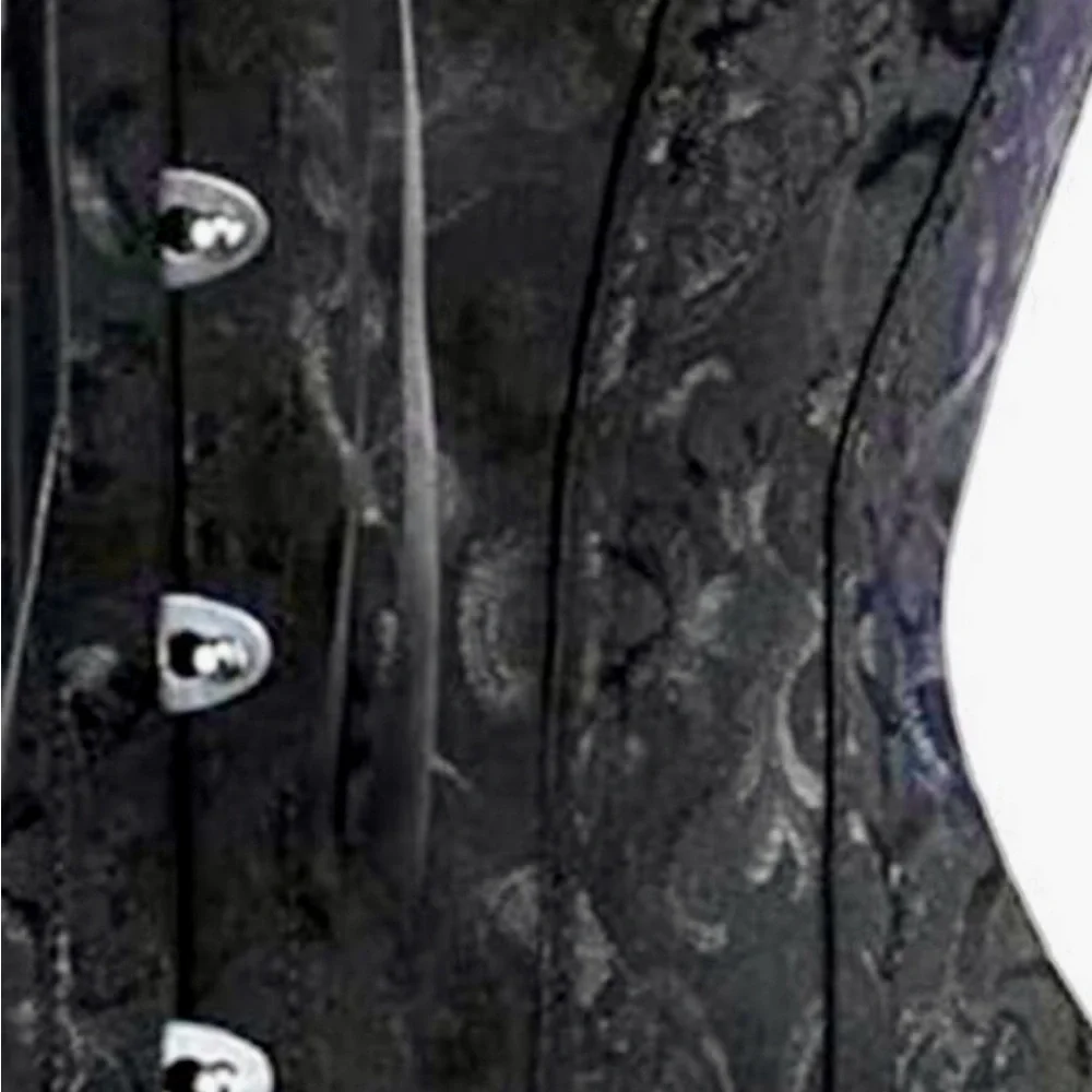 Vintage| XL |Black Jacquard |Corset |Bustier Top |Lace Up |Boned |Sexy|Goth - Picture 10 of 16